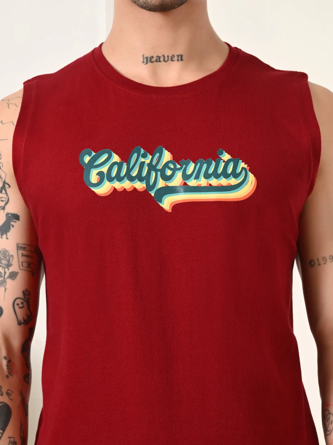 Craft Soul HeavyDuty Zipper Easy-Wear California Colorful Print Cotton Sando ?C Maroon
