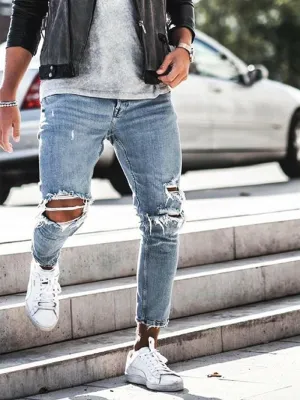 West Louis? Trend Style Hole Jeans Classic Fit Design Modern Comfort