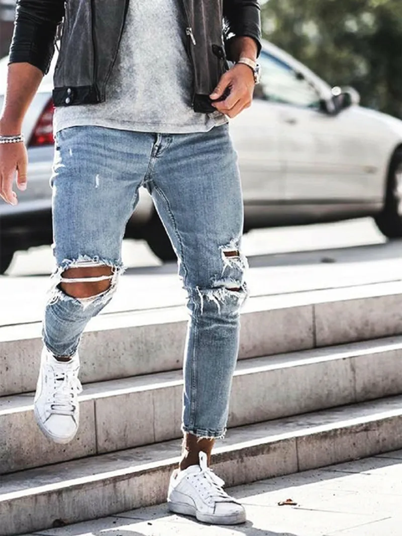 West Louis? Trend Style Hole Jeans Travel Outfit Street Fashion Creative Look Fits Everyone