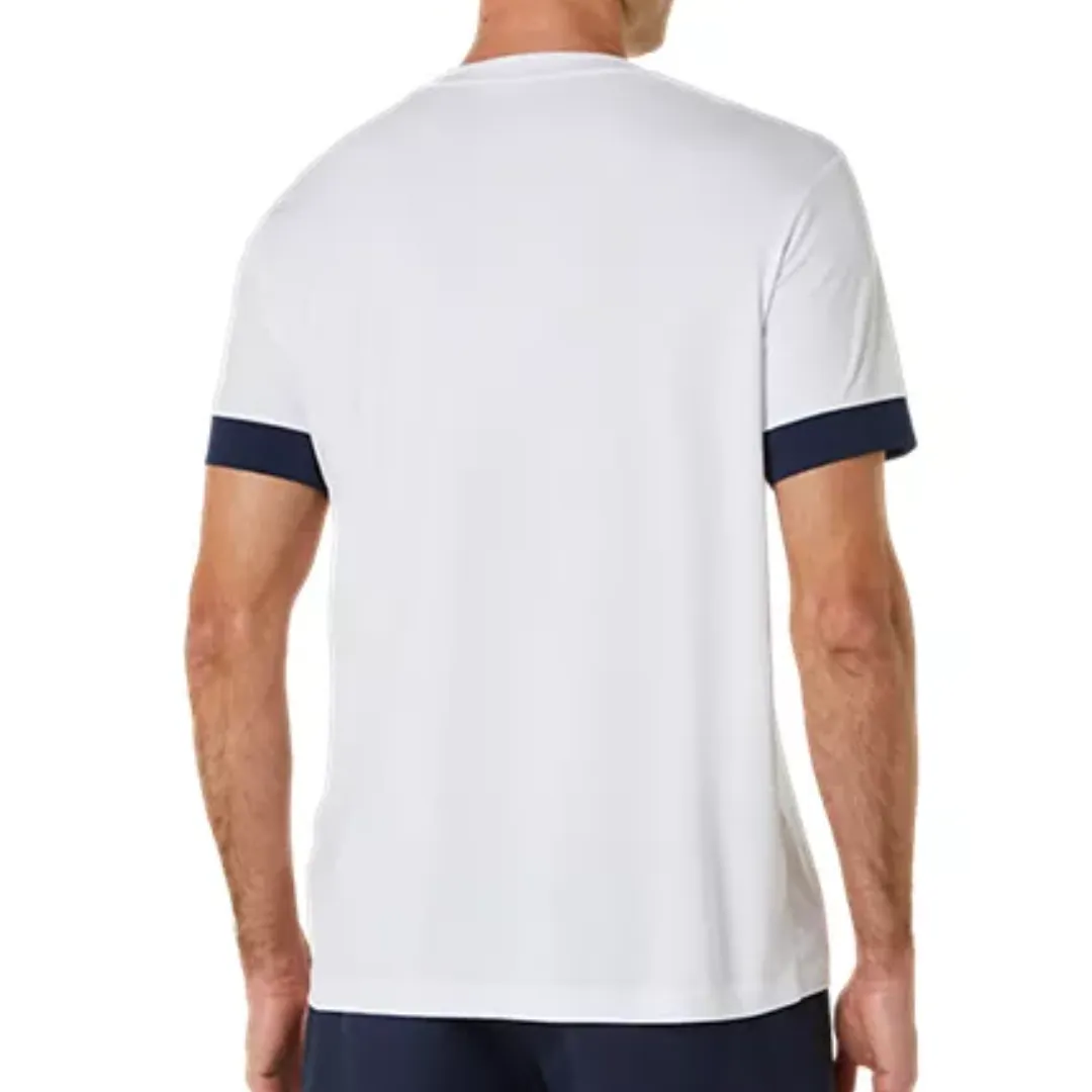 Asics Men Court SS Top - Brilliant White/Midnight Garment Dyed Finish Versatile Wear