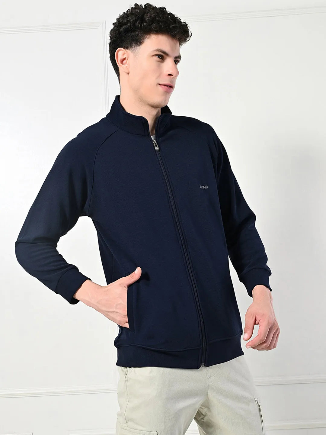 Handmade Glow Fashion Design Athletic Stretch Jacket - Navy Blue