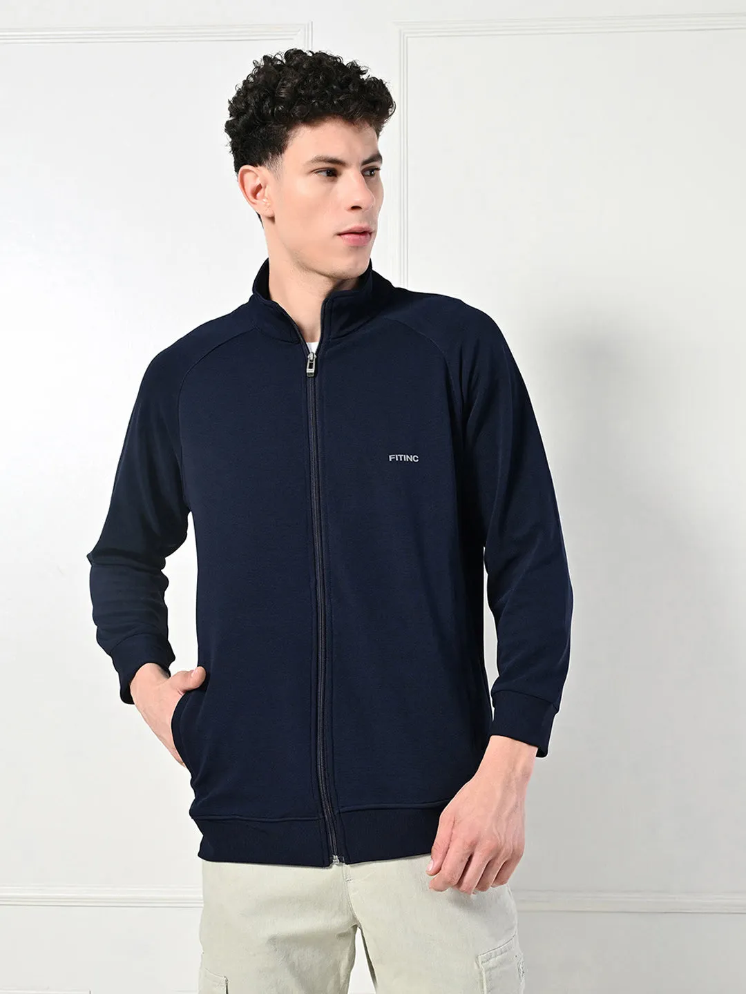 Winter Apparel Mesh Glow Athletic Stretch Jacket - Navy Blue