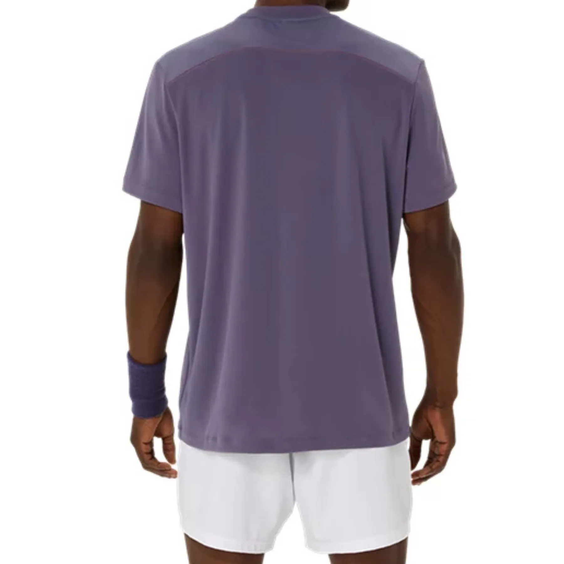 Yarn Dyed Fabric Athletic Fit Asics Court Short Sleeve Mens Tennis Top - Greyish Purple