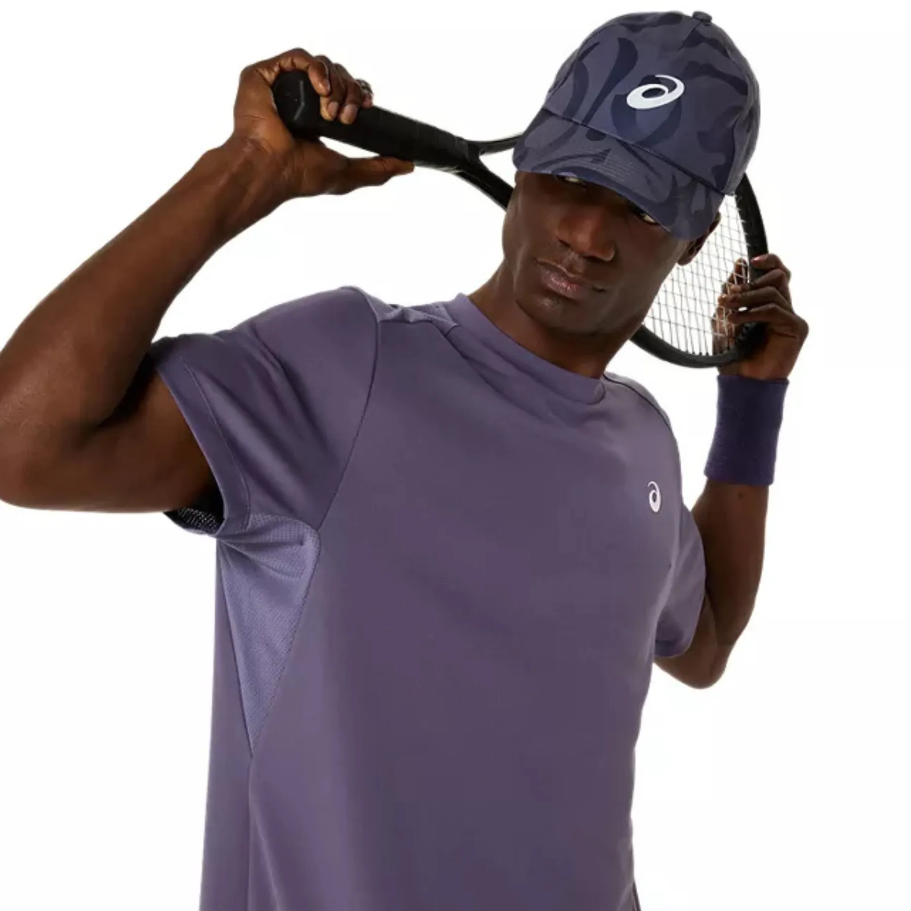 UV Protective Fabric Timeless Appeal Asics Court Short Sleeve Mens Tennis Top - Greyish Purple
