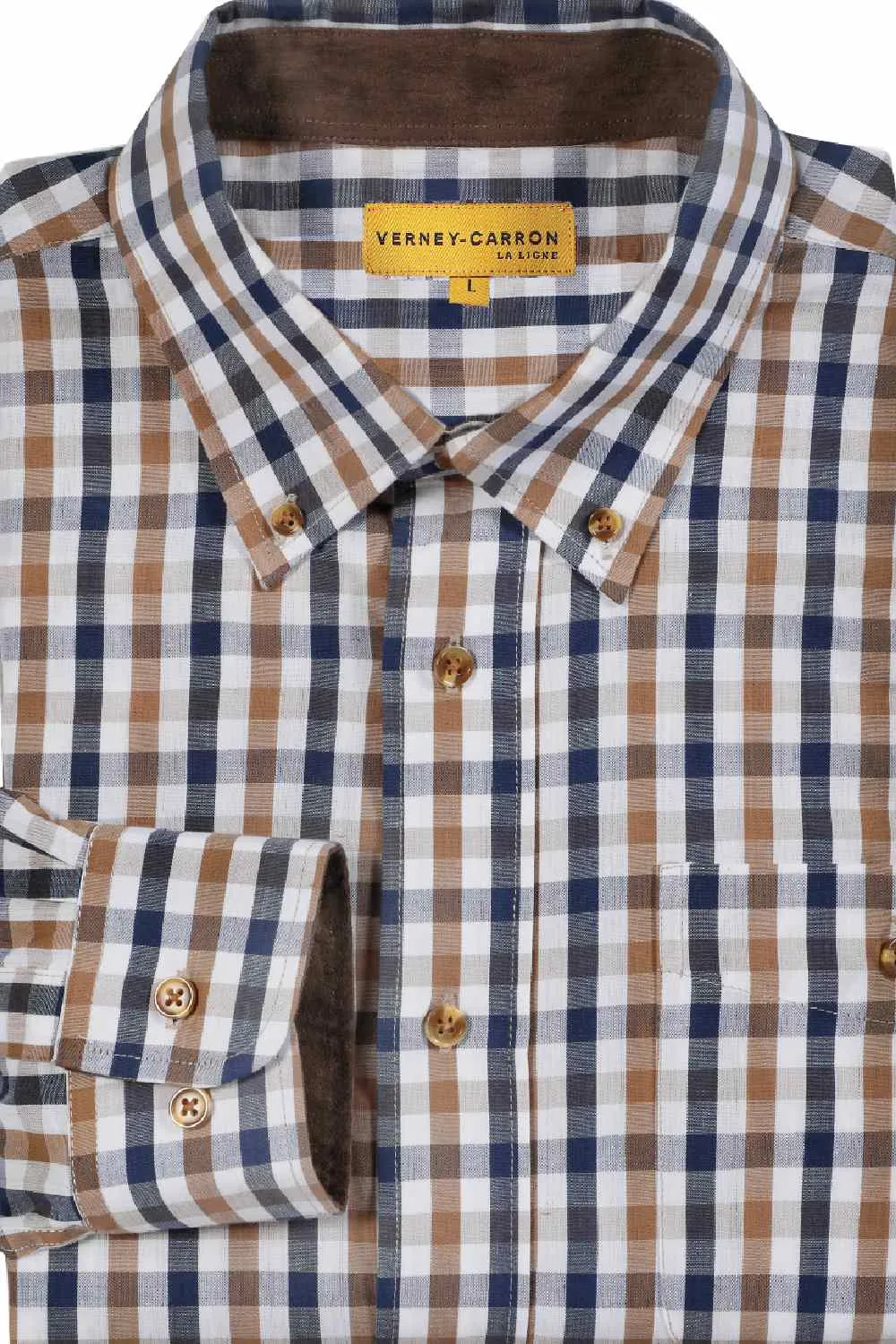 Brushed Inner Lining Verney Carron Nancay Cotton Checked Shirt