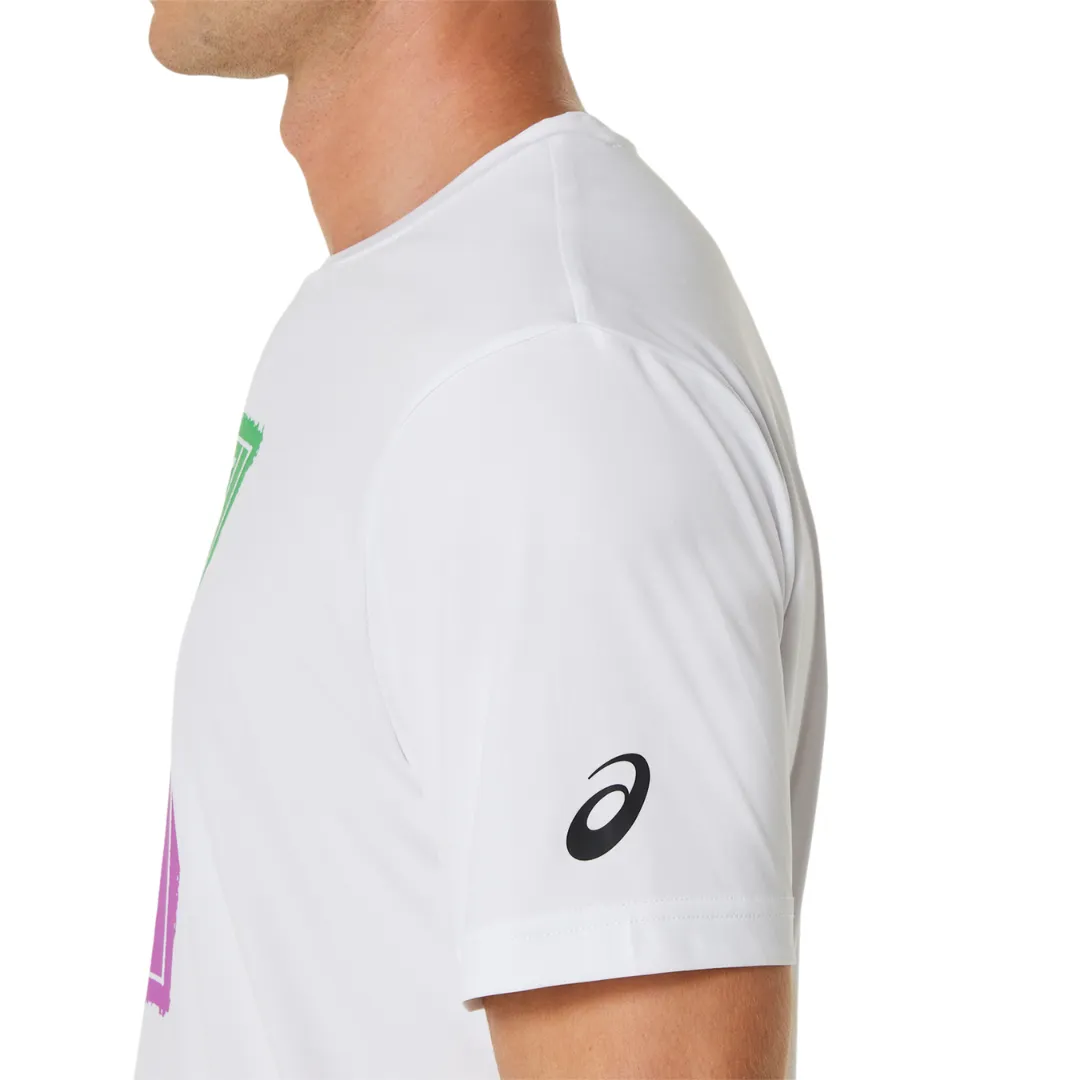 Asics Men Court GS Graphic Tee - Brilliant White MoistureControlFibers Reinforced Shoulder Seams