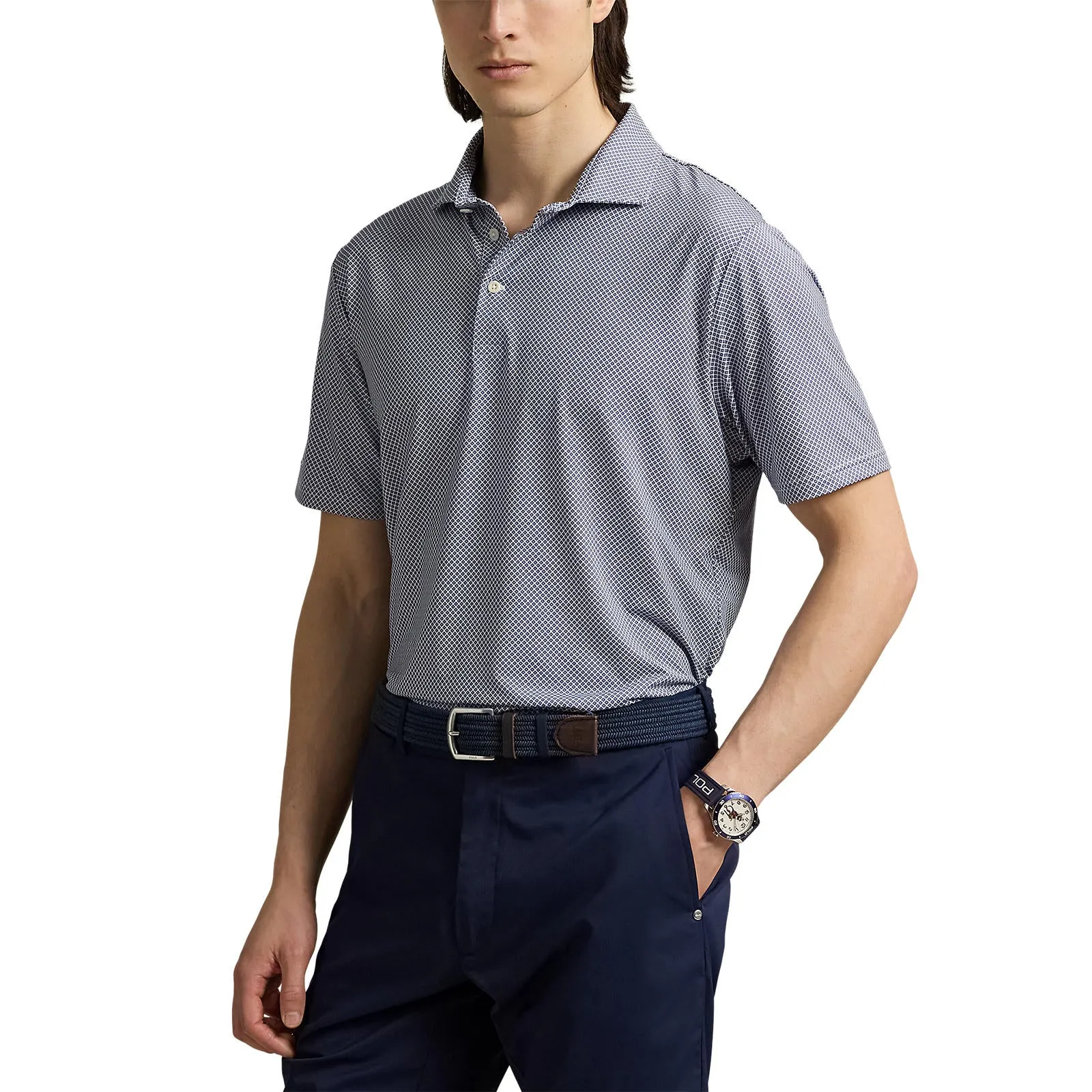 RLX Ralph Lauren Printed Lightweight Airflow Golf Polo Shirt - 3D Diamond Garden Pink LowProfile Seam Tape
