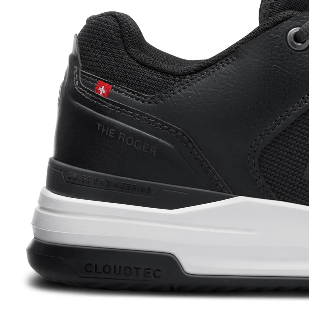 On Men's THE ROGER Clubhouse Pro - Black/White Durable Traction Pattern