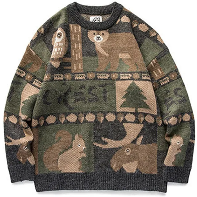 WrinkleFreeFabric AntiPilling Technology West Louis? Animal Print Vintage Knitted Sweater