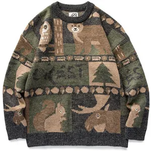 WrinkleFreeFabric AntiPilling Technology West Louis? Animal Print Vintage Knitted Sweater