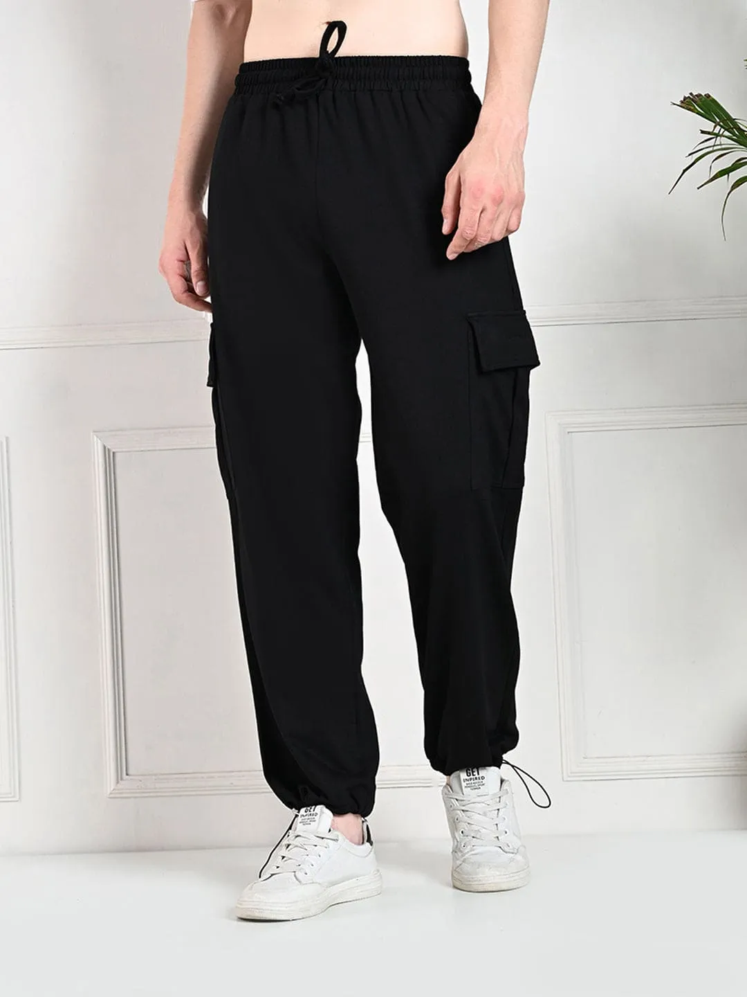 All-Weather Cargo Jogger with Pockets - Black Breathable Material Wide fit