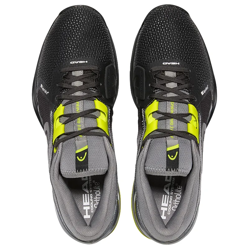 Dynamic Traction Durable Rubber Compound Head Sprint 3.0 SF Tennis Shoes - Black/Yellow