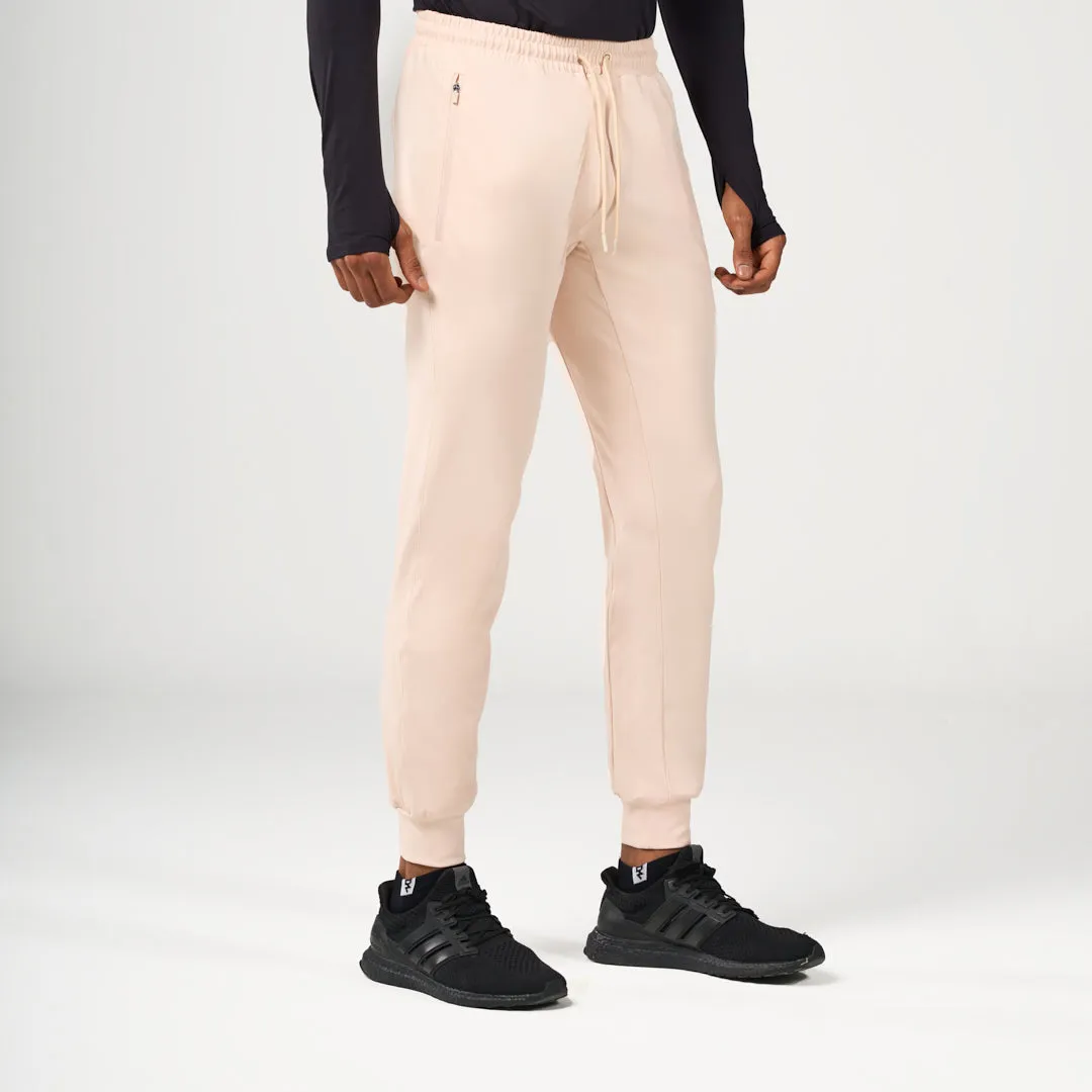 Flat Lock Stitching Body Contour Performance Joggers - Light Beige