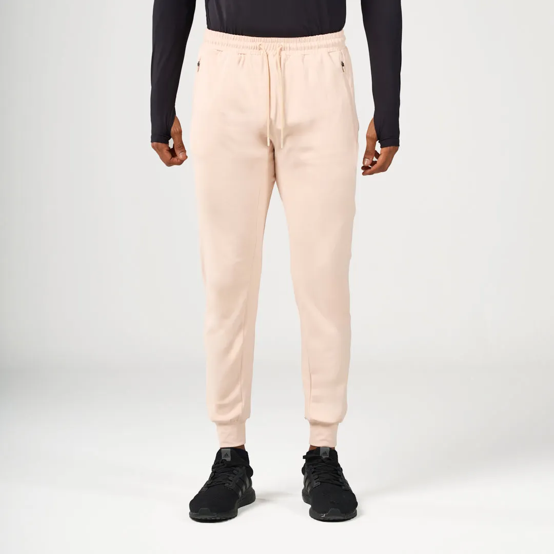 Performance Joggers - Light Beige Side zipper