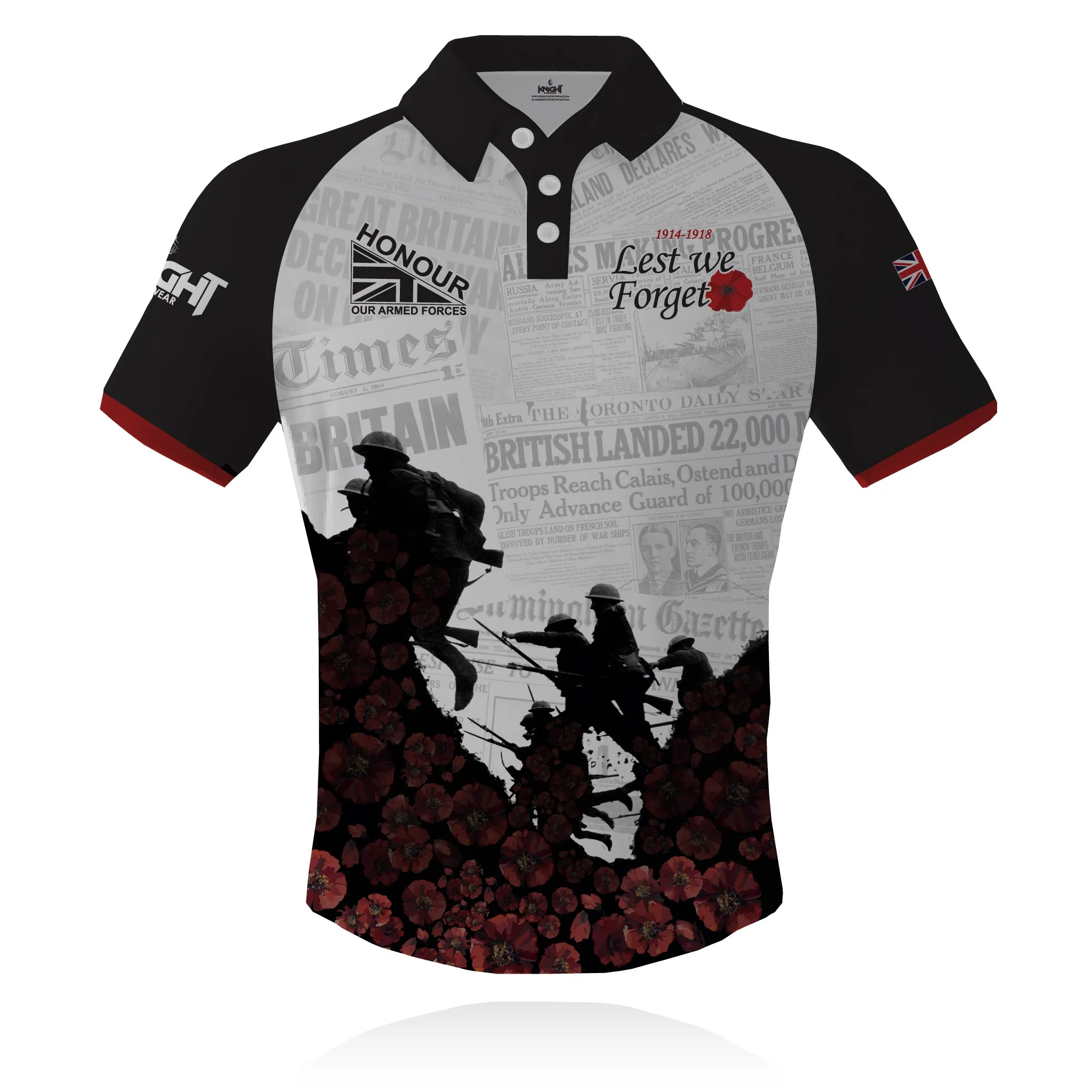 Relaxed Vibe Perfect Design Honour Our Armed Forces 'In Flanders Fields' - Tech Polo