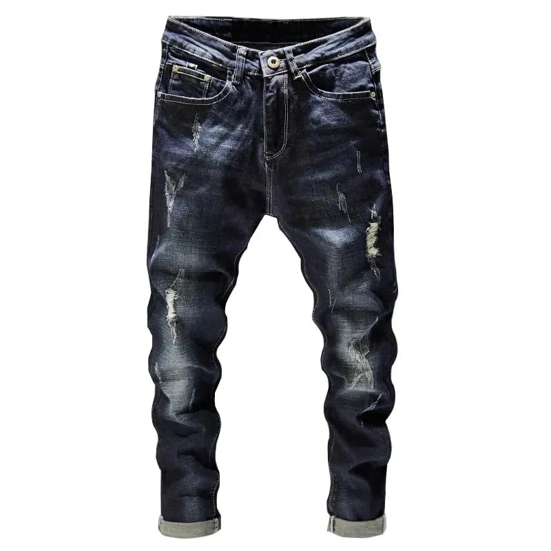 Relaxed Thigh Cut Traveler Gear Morning Stroll West Louis? Dark Blue Stretch Slim Fit Denim Jeans