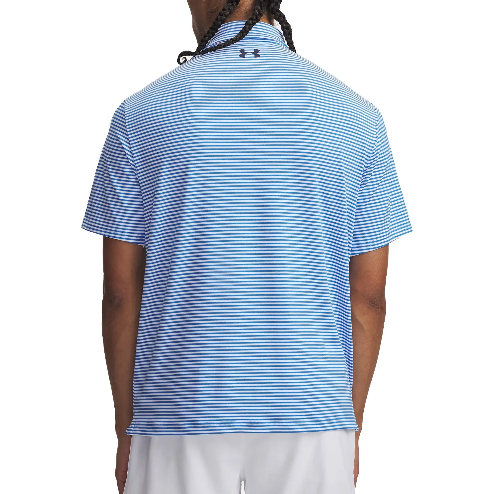 Under Armour Playoff 3.0 Stripe Polo Golf Shirt - Blue Atlantis/White Versatile Fit Versatile Top