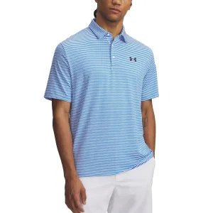 Workout Friendly Soft Top Under Armour Playoff 3.0 Stripe Polo Golf Shirt - Blue Atlantis/White