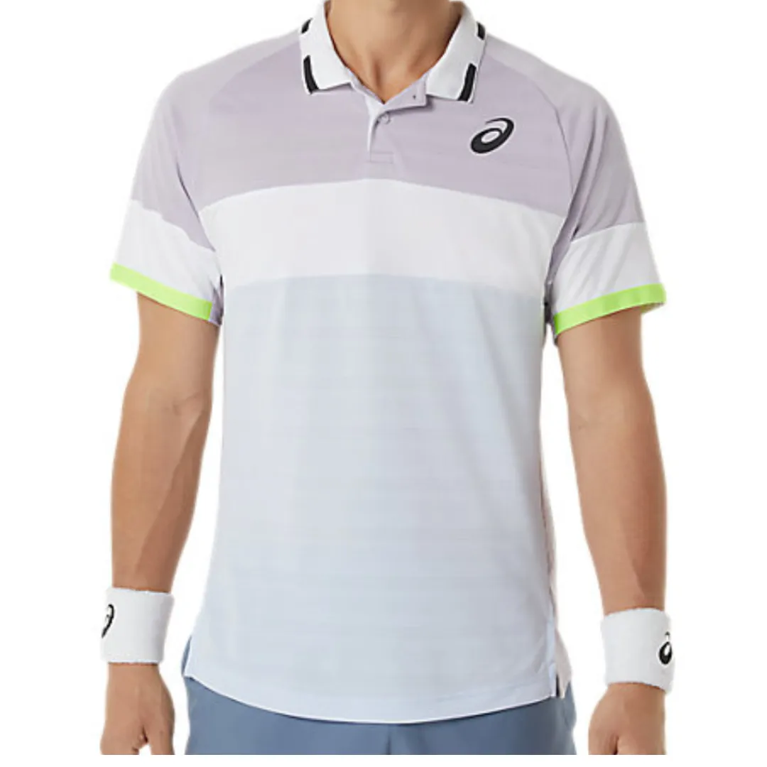 Asics Match Polo Men Shirt - Dusk Violet/Soft Sky Athletic Fit Travel Ready