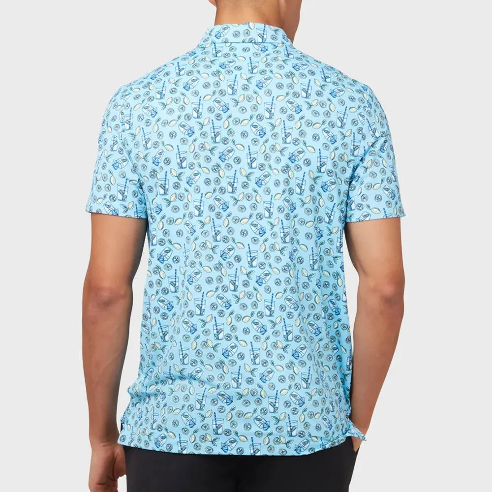 EasyCare Woven Fabric Original Penguin Mens Lemonade Print Golf Shirt Polo - BALTIC SEA