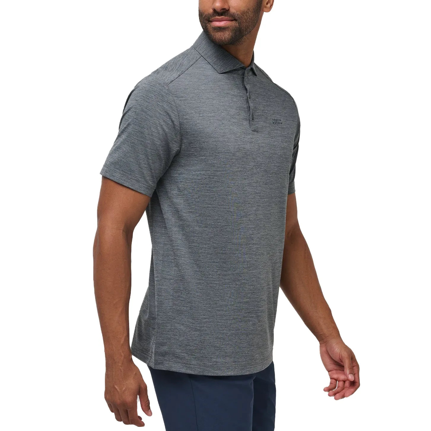 Sporty Top Travis Mathew Heater Pro Golf Shirt - Heather Grey