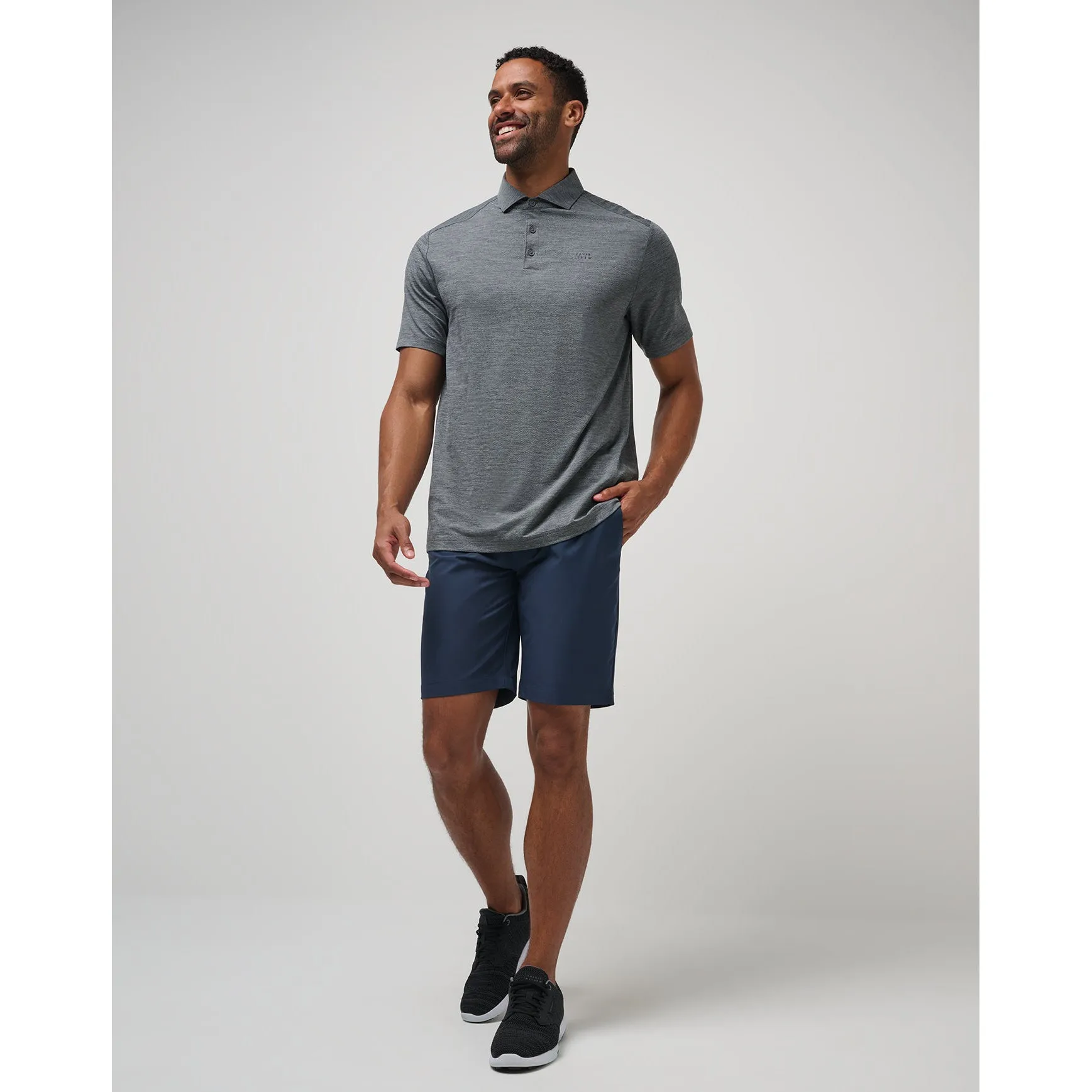 Summer Party Travis Mathew Heater Pro Golf Shirt - Heather Grey