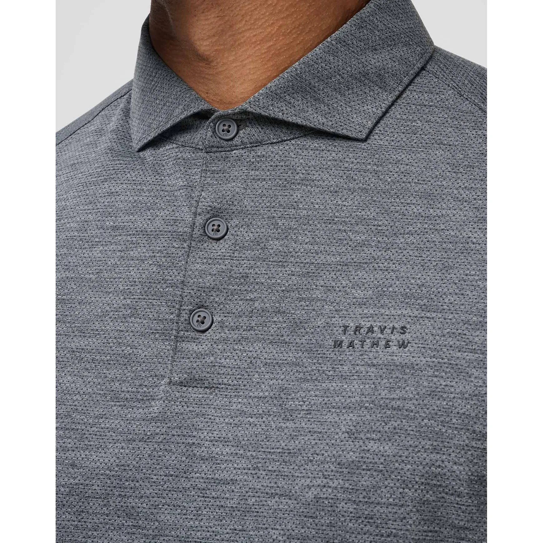 Travis Mathew Heater Pro Golf Shirt - Heather Grey Oversized Silhouette