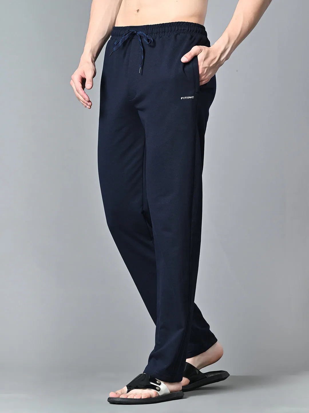 Essential Regular Fit Cotton Track Pant ?C Navy Blue Perfect Silhouette Dressy look