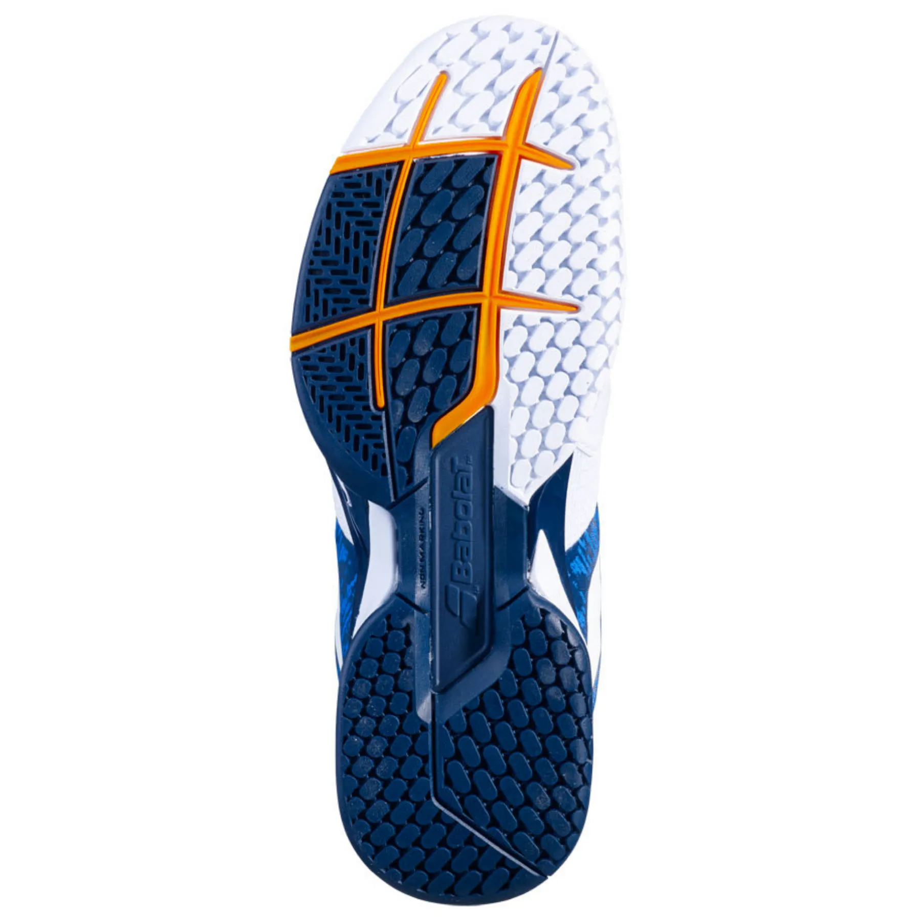 Grip Enhanced Outsole Slip On Design Babolat Propulse Blast All Court Men's Tennis Shoes - White/Dark Blue