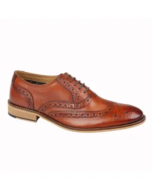 Roamers Mens 5 Eyelet Oxford Brogue Shoes Adjustable Closure Road Long