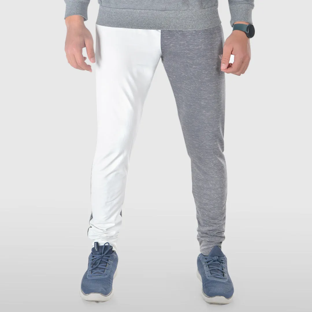 High Waist Men bicolored sweatpants- White-Grey
