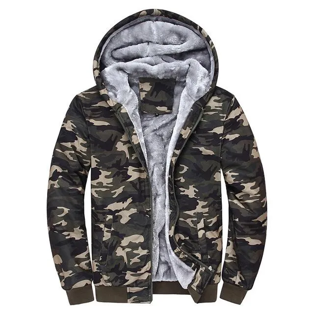 Casual Vibes neon colors West Louis? Winter Thick Fleece Camo Hoodie