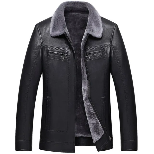 StretchComfort West Louis? Designer Faux Fur Lining Leather Jacket