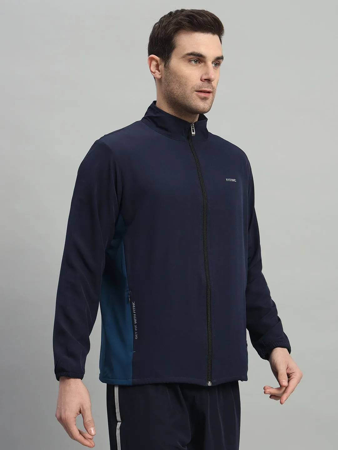 Sporty Gear StaticFree Material Two-Tone Sports Jacket - Navy Blue & Airforce