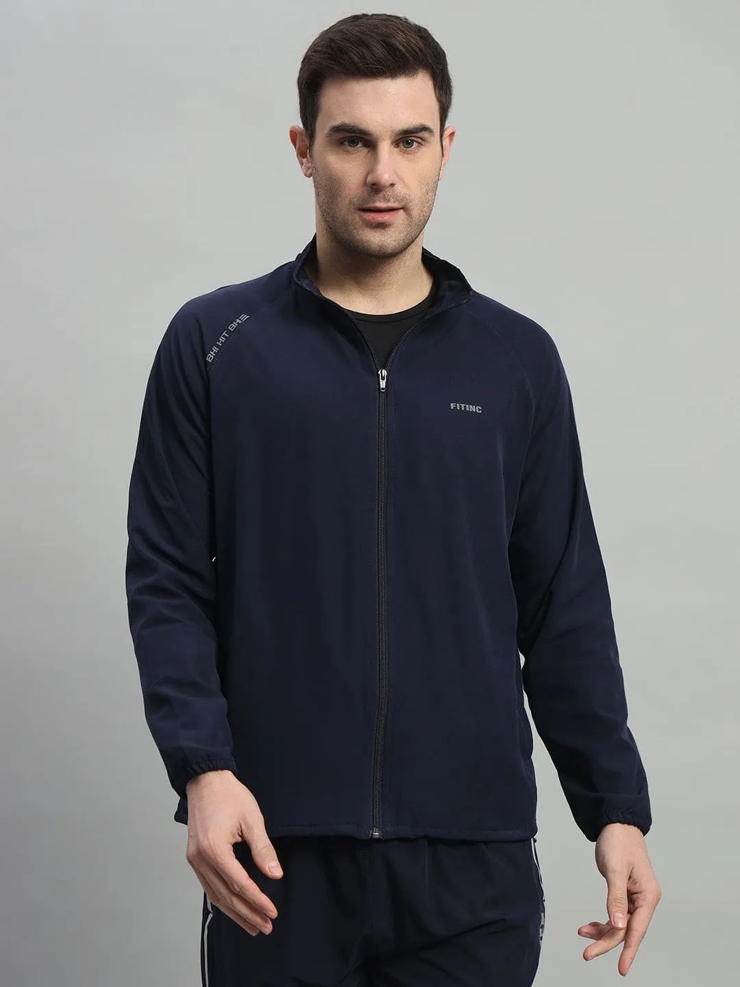 TumbleDry Safe Shine Fit Track Performance Jacket - Navy Blue