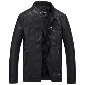 AntiSnag Threading West Louis? Biker Style Slim Fit PU Leather Jacket