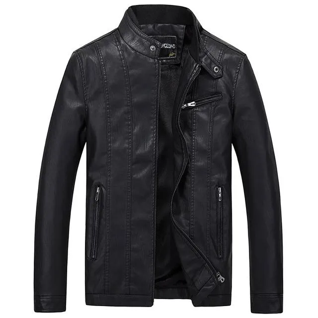 West Louis? Biker Style Slim Fit PU Leather Jacket Cozy Dress Stylish Layer