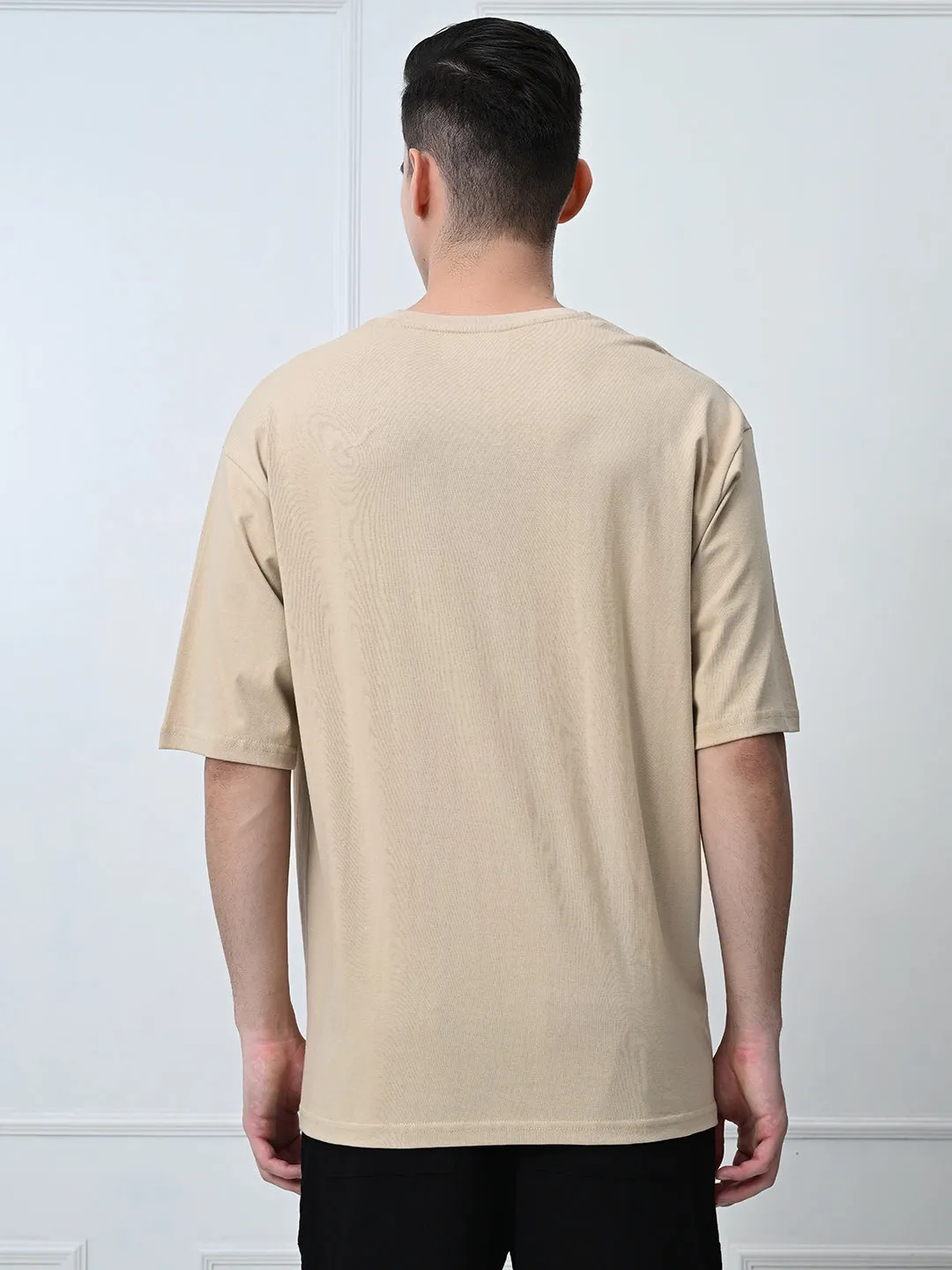 Trendy Fashion Relaxed Oversized 100% Cotton Solid Tee ?C Beige