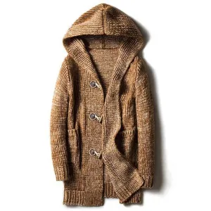 West Louis? Hooded Knit Jersey Cardigan Sweater MultiFunctional Pockets