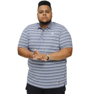 D555 Mens Byron Big Tall Kingsize Full Stripe Jersey Polo Shirt- Denim AntiStatic Fabric Treatment