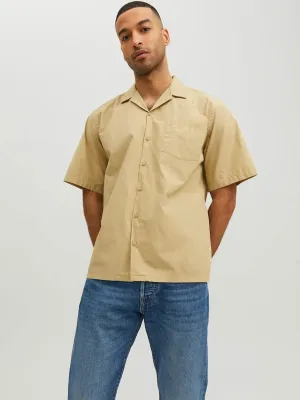 Streetwear Men's Buttons Down Shirt,Khaki