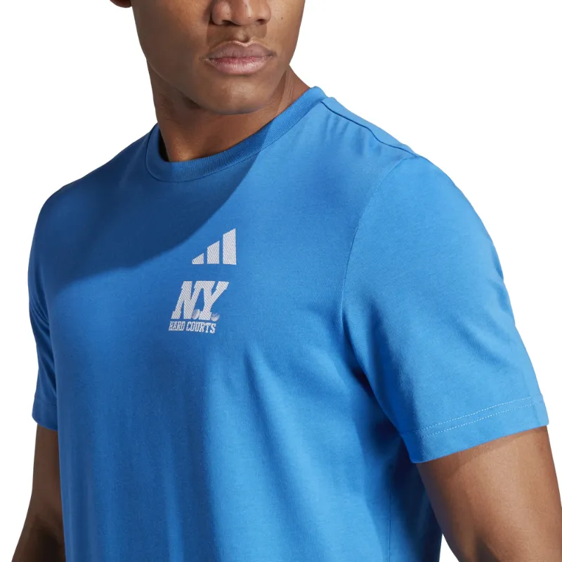 Wrinkle Resistant Comfy Pieces Adidas Aeroready NY Men Tennis T-Shirt - Bright Royal