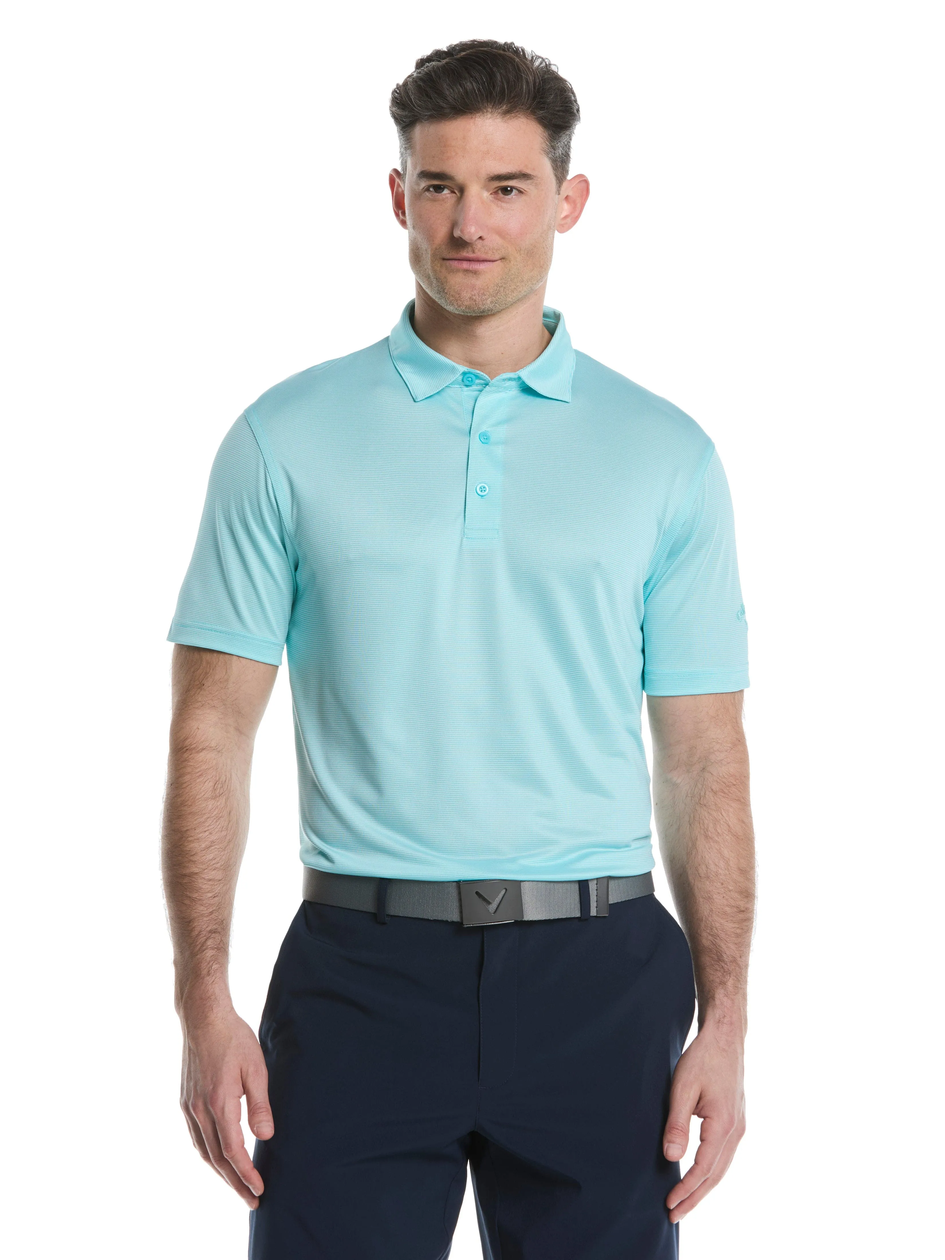 Mens Fine Line Stripe Golf Polo Breathable wear