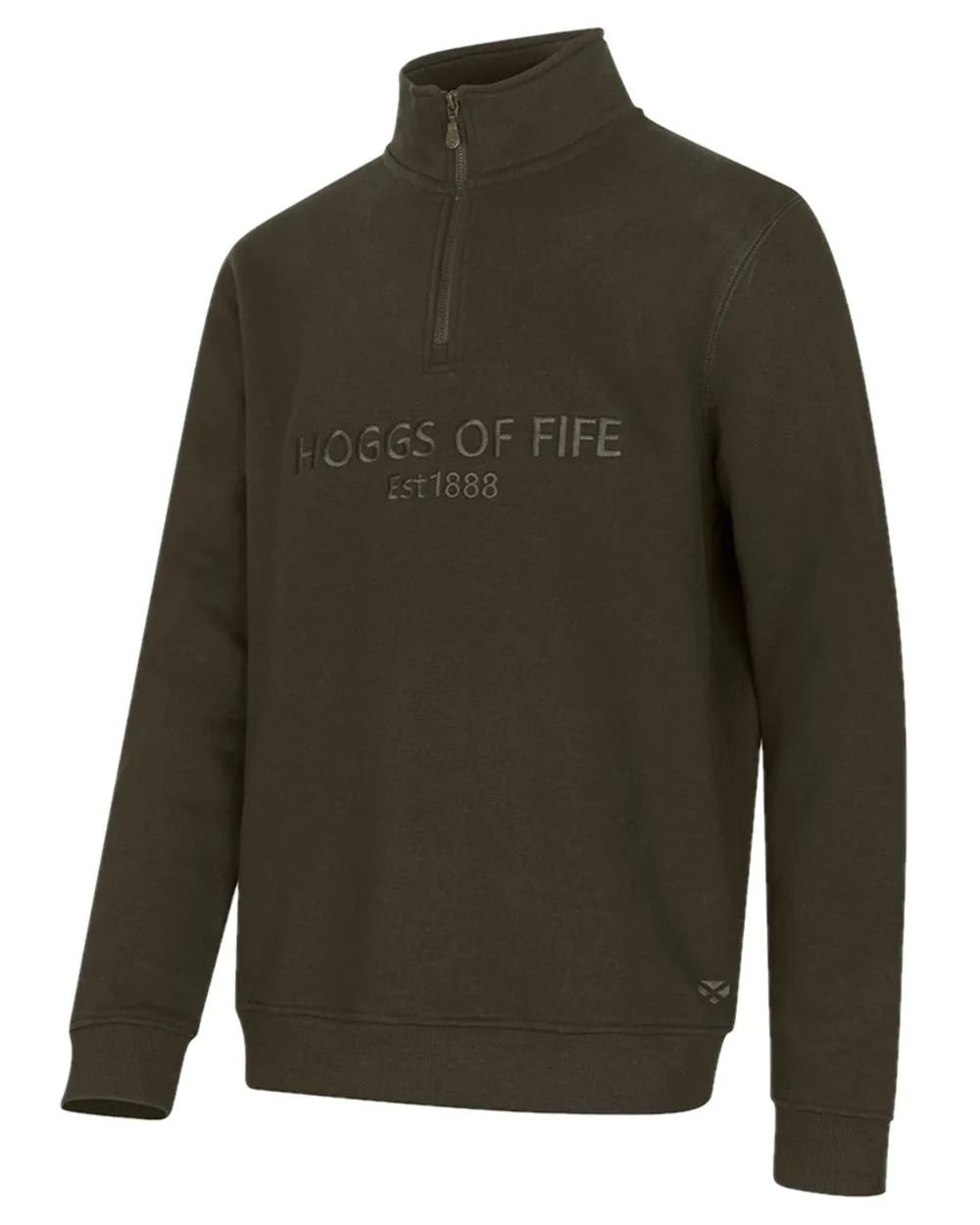 Hoggs of Fife Mens Galloway 1888 Plain Quarter Zip Sweatshirt V-Neck