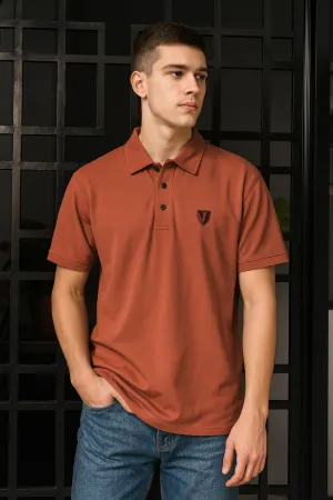 UV Protection MEN'S POLO MUSTARD FRONT EMB