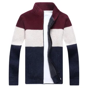 ReinforcedHem West Louis? Fashion Striped Knitted Male Sweater