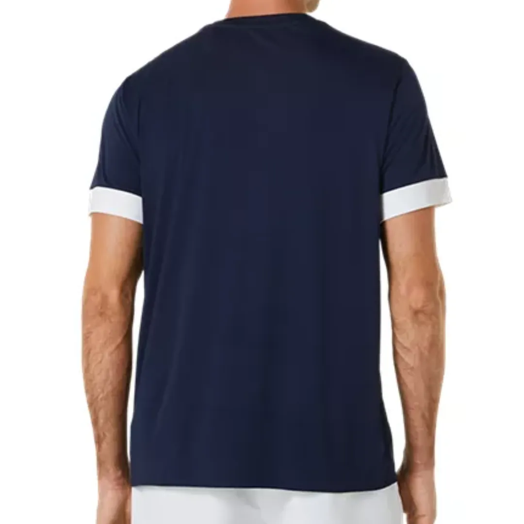 slim fit Anti Static Treatment Asics Men Court SS Top - Midnight/Brilliant White