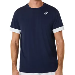 Light Trend Asics Men Court SS Top - Midnight/Brilliant White