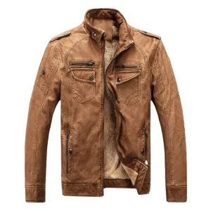 West Louis? Winter Fashion PU Leather Jacket Star Mood