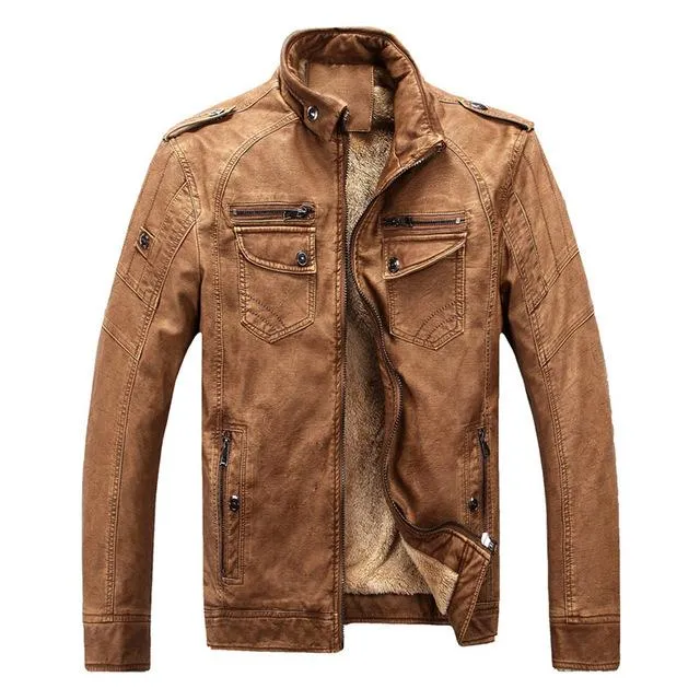 West Louis? Winter Fashion PU Leather Jacket Star Mood